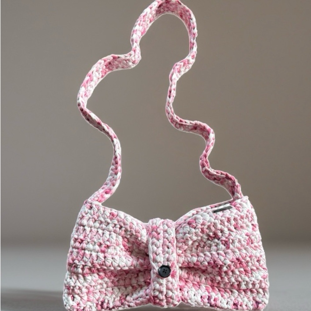Pink Crochet Shoulder Bag